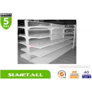 Doule Sided Convenience Store Shelving , Retail Store Shelving With Clear PVC Plastic Back Panel