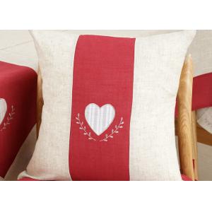 Custom Embroidered Decorative Throw Pillow Covers 100% Linen Heart Pattern