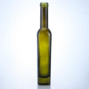 China 375ml Dark Green Olive Oil Glass Bottles Acid Etch Surface Handling and Tall Colored supplier
