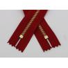 China Red Tape Brass Long Coat Zippers , Normal Brass Teeth Jeans Bulk Metal Zippers wholesale