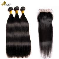 China Can Be Dyed Virgin Human Hair Bundles Weave With Closure No Tangle on sale