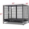 China Large Dogs Heavy Duty Metal Kennel and Crate with Four Wheels in Solid Black wholesale