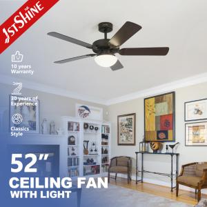 China Rustic Led Ceiling Fan Light 5 MDF Blade Low Noise DC Motor Low Voltage on sale