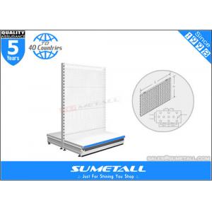 Movable Steel Gondola Retail Display Shelving 50mm Pitch Hole With Pegboard