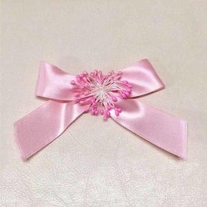 Pink Satin Blossom Fabric Ribbon Bow Eco - Friendly Customized For Gift Packing