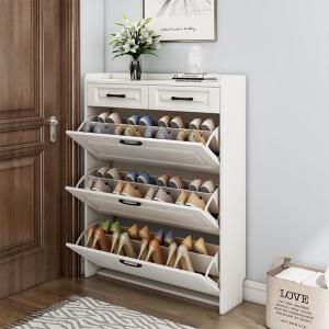 Adjustable Living Room Wooden Furniture MDF Wood Shoe Rack Cabinet