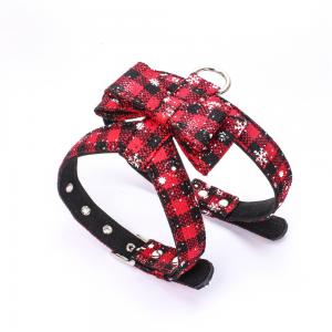 Hot Sale Popular Christmas Bow Tie harness Rope Dog Leash Collar Set