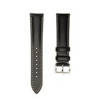 China RoHS Watch Band Strap Fashion Genuine 0.9 Inch Black Leather Watch Strap on sale