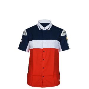 Big and Tall Men's Racing Casual Shirt Custom Logo Print Short Sleeve Plus Size Shirt
