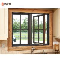 China Folding Champagne Color Aluminum Casement Windows With Double Triple Glazed on sale