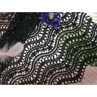 China Black 100% Polyester Chemical Crochet Lace Fabric Heavy Embroidery on sale