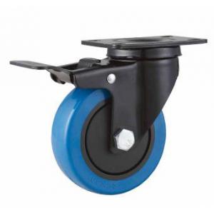 China medium duty 5 swivel blue elastic rubber caster total brake,  high elastic rubber castor total brake supplier