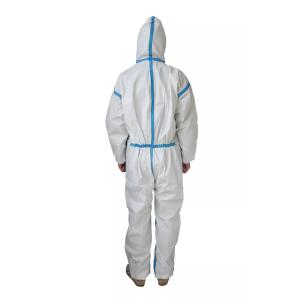 White PPE Coverall Disposable Coverall SMS For Industrial Workwear Uniform