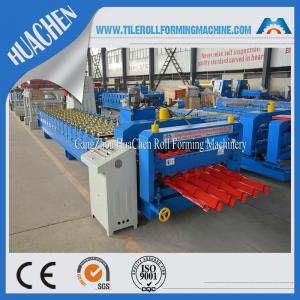 China Steel Villa Roof Glazed Tile Roll Forming Machine Blue Double Layer supplier