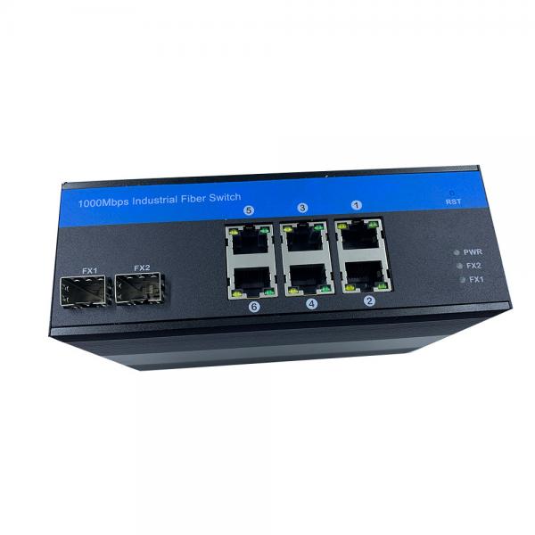 Two SFP Port Hardened Network Switch , FCC Certification 6 Port Gigabit Ethernet