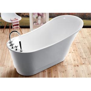 China Classic Resin Acrylic Free Standing Bathtub With Faucet Oval Shaped supplier