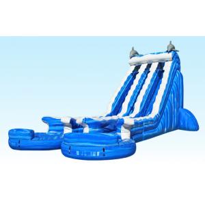 Blue 22 ft Dolphin Double lane Cali Ocean Inflatable Water Slides with PVC Tarpaulin Material