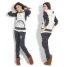 Black Hoodies Set , Women / Ladies Hooded Sweatshirts Cotton Windproof