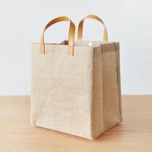 Burlap Reusable Shopping Leather Handle Jute Tote Bags