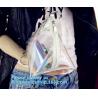 PVC women hologram bag hand clutches see through clear small chain ladies