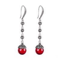 China Antique Thai Silver Jewelry Sterling Silver Red Garnet Marcasite Drop Dangle Earring (E12031RED) on sale
