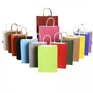 Industrial Surface Packaging Kraft Paper Gift Bag with Handle Customized Logo Printing