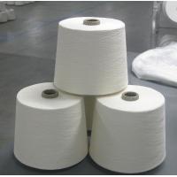 China Knotless Dope Polyester Raw White Yarn , Bleach White Staple Spun Polyester on sale