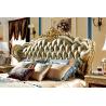 Royal Wooden Carved Design Luxury Leather Headboard King Size Bed LF-029
