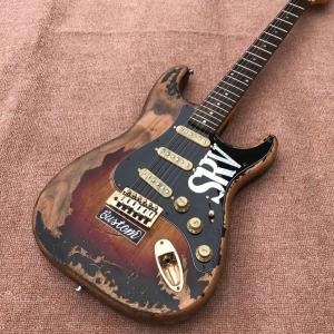 New style high quality relic remains ST electric guitar, handmade SRV aged relic electric guitar, Vintage Sunburst