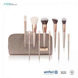 Champagne Full Face Brush Set With Zipper Pouch