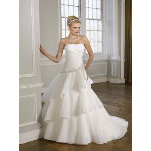 NEW!!! Strapless A line skirt wedding dress Taffeta Low back Zip Bridal gown #dq4915