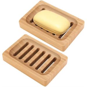 SGS Bamboo Natural Wood Soap Dish Home Bathroom Accessories