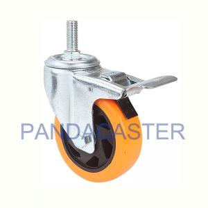 China Double Locking Swivel Casters 4 In Polyurethane Caster With Brake supplier