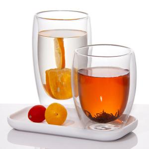 China Empty Cappuccino Glasses Double Walled Insulated Glass Tumblers 350ml 650ml supplier