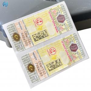 IR Anti Counterfeit Tax Stamp Duty Customized Security Paper Adhesive For Cigarettes