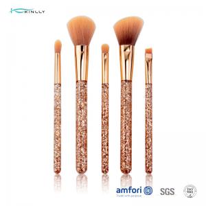 China Glitter Rose Gold Ferrule Makeup Brush Gift Set 5pcs for Eyeliner Eyeshadow supplier