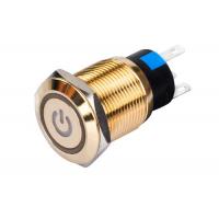 China Gold Plated Brass Metal Push Button Switch Led Illuminated 5 Pins Gold Color Flat Head on sale