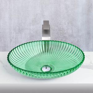 Oval Shape Modern Glass Vessel Basins Countertop Mounted Vanity Sinks