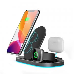 China Cellphone 3 In 1 Qi Wireless Charger Stand Dock Pad For IPhone 11 6 7 Xr Airpods Pro supplier