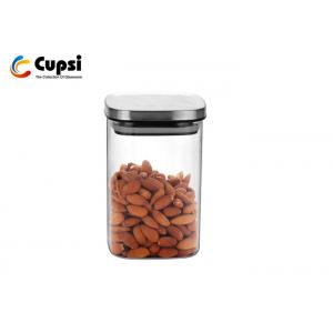 China Stainless Steel Lid Glass Food Storage Canisters 1400ml High Borosilicate supplier