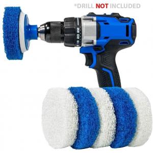 China 7 Pack Reversible Blue And White Scrub Pads Drill Cleaning Brush For Cleaning Bathrooms supplier
