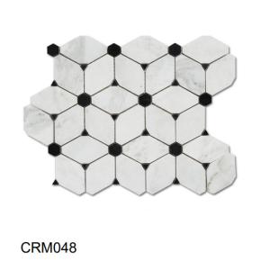 China Mosaic White Marble Backsplash Kitchen Mesh On Mounted Glazed Vitrified Tiles wholesale