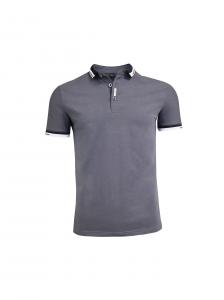 China 180GSM 65% Polyester 35% Cotton  Polo T-Shirt For Men Rolled Collar With Buttons Contrast Color on sale 
