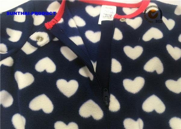 Heart Print Baby Fleece Pram Suit And Hat Sets For Girls OEM / ODM Available