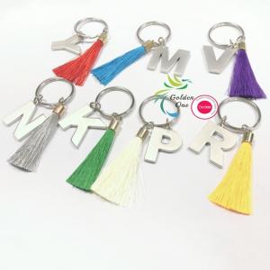 Backpack Crystal Alphabet Metal Keychains Gifts For Women, Initial Letter Keychain With Color Tassel