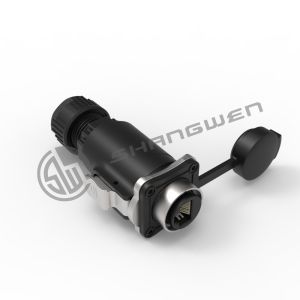 China Outdoor IP67 Rated 8-Pin Network Bridge RJ45 Connectors Socket 8 Core Male Signal Chassis Connector Metal Card Buckle Connectors wholesale