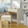 White Storage Desk Home Wood Furniture With Lifted Mirror / 6 Knock Down Shelves