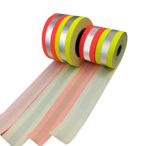 China Red Blue Reflective Cotton Fabric Fluo Yellow Red Blue Hi Vis Reflective Strips For Jackets supplier