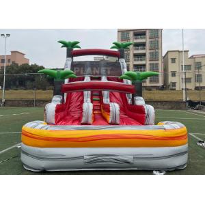 China Palm Tree Double Lane 18Oz Inflatable Water Games Slide supplier