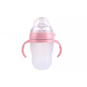 China Pink Silicone Baby Milk Bottle For Newborn 13.5 X 6.3cm / 19 X 6.5cm Size supplier